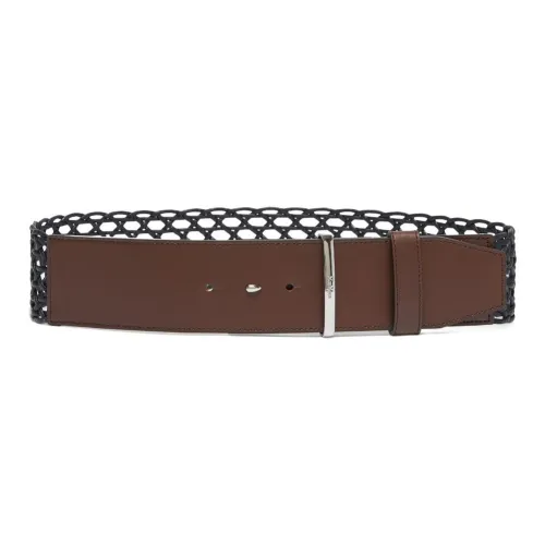 'S MAX MARA Cotton Metal Leather Belts Women's Brown 6 cm