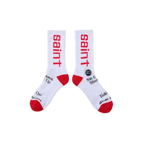 SAINT Mxxxxxx LASTMAN Collaboration 1 упаковка Белые Мужские носки MID до икры
