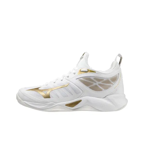 Mizuno Wave Dimension Легкий Низкий Топ Кроссовки для тренировок Женские Белые Золотые