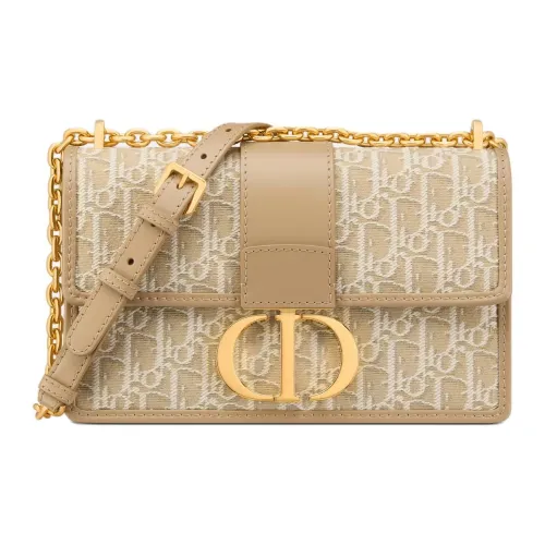 DIOR 30 Montaigne Хлопок Сумка через плечо Женская Бежевая