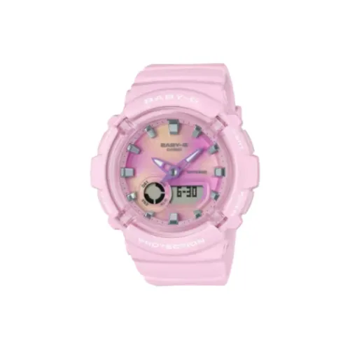 CASIO BGA 280 Collection Кварцевый механизм Смольный ремешок Часы для женщин Розовый циферблат
