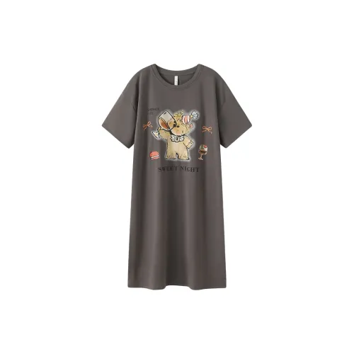 Gongdie x GANBEIXIAOGOUCHAHUA LIANMINGKUAN Ночная сорочка Женская Серого цвета