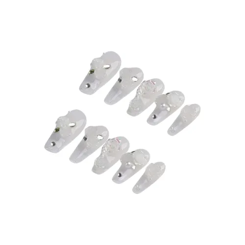 SHANGSHIQIN PURE 3D-эффект Камелия False Nail Средний LADDER Белый Однотонный 25мм