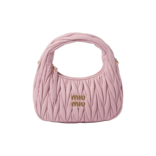 MIU MIU Wander Series Мягкая кожа из овцы Сумка-полумесяц Маленькая Женская Розовая