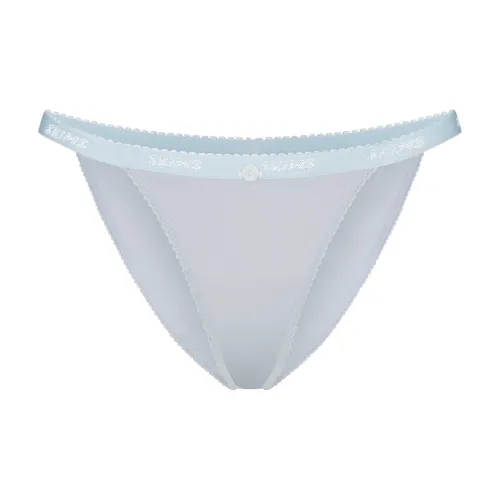 SKIMS SS25 Легкий хлопок LOGO PICOT STRING Бикини Трусы Женские 1 упаковка Дзен Синий Дзен Синий