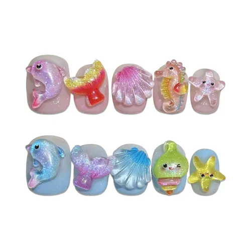 Fanze Childlike Дофаминовая одежда Конфетный цвет 3D-эффект False Nail Короткий LADDER Мультяшный Smudge 15mm