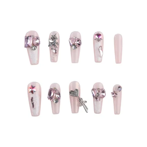 Fanze Позолоченный Городской CHIC Стиль False Nail Длинный Розовый Смудж Кошачий глаз Бант Градиентный 30MM