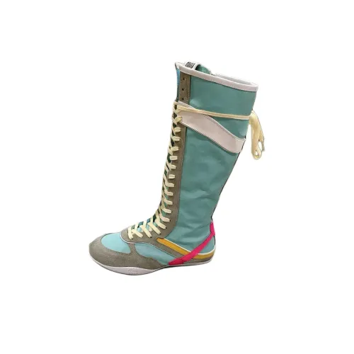 MIU MIU Gymnasium Женские высокие сапоги на колено светло-синие