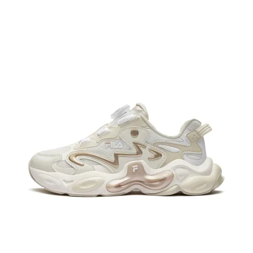 FILA KIDS Амбер Обувь Легкий Амортизаторы Низкий Топ Детская Беговая Обувь Молочно-белый Светло-серый Желтый