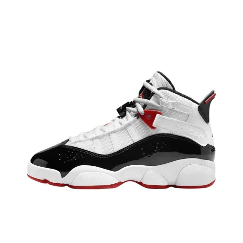 Jordan Air Jordan 6 Кольца Детские баскетбольные кроссовки Белый Командный красный Черный Подростки
