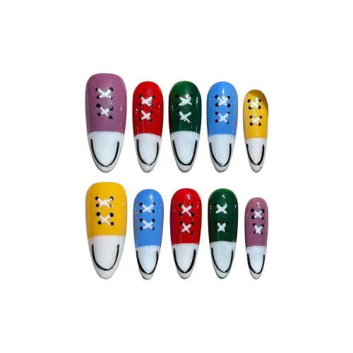 Fanze Индивидуальный Креативный Ouren Кеды Осветляющий False Nail MID Длина Многоцветный Jump Цвет 30MM