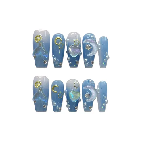 Fanze Ледяной Прозрачный русалка Luxury Handcrafted Съемный Dreamy Ethereal Средний LADDER Синий Градиентный 25мм