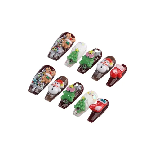 SHANGSHIQIN Осветляющий Веселый 3D Ногти-арт Съемный Мягкий Фальшивые Ногти 25 мм Средний ЛАДЬЕР Коричневый Однотонный