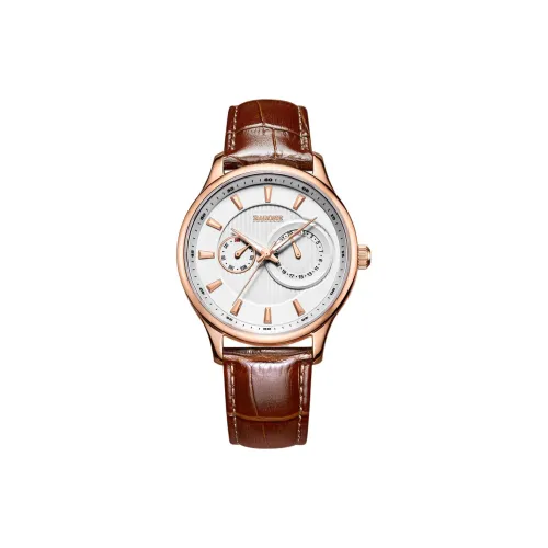 RARONE Leap Collection Кварцевый механизм Естественная кожа Ремешок Часы Мужские Белый циферблат