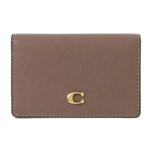 COACH Полированный Галька Кожа Кошелек Мини Женский Темно-Серый