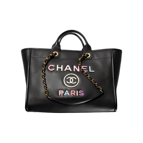 CHANEL 22SS Ромб Узор Телячья Кожа Плечевая Сумка Тоут Сумка Сумка для покупок Сумка через плечо Сумка Большая Женская Черная