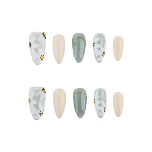 Fanze Французский Coquette Цветочный False Nail Миндаль MID Длина Свет Smudge 25 мм