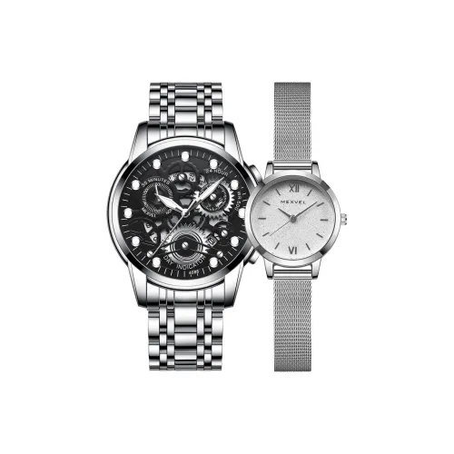 MEXVEL Кварцевый механизм ремешок из нержавеющей стали унисекс черный циферблат