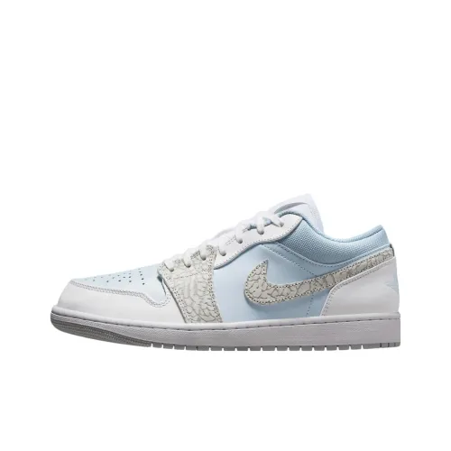 Jordan Air Jordan 1 Slip-resistant Abrasion-resistant Low Top Винтажные баскетбольные кроссовки Унисекс Белый Синий