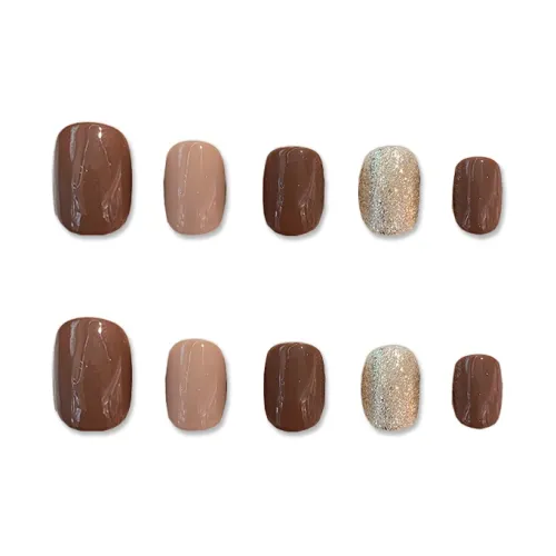 YUNXI Ручной Минималистский стиль False Nail Короткий Квадрат And Round Coffee Jump Цвет Однотонный