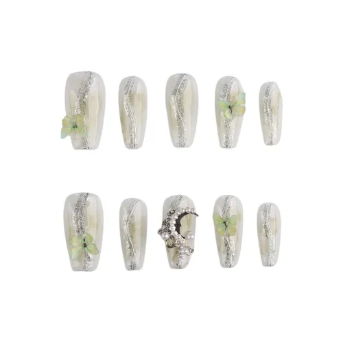 Fanze Falling Бабочка False Nail MID Длина (размер в длину) Светло-зеленый Smudge 30MM