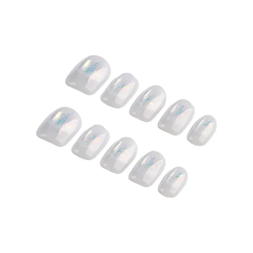 Fanze Русалка False Nail Кошачий глаз Эфирная Наращивающая Ногти Короткий Квадратный Wa Круглый Светло-белый Размытый