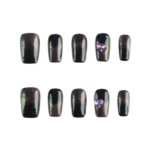 Fanze False Nail Горячая девушка Черный Y2K Будущее Стиль Украшения для ногтей Wear 25 мм Короткий ЛАДЬЕР Черный Смудж