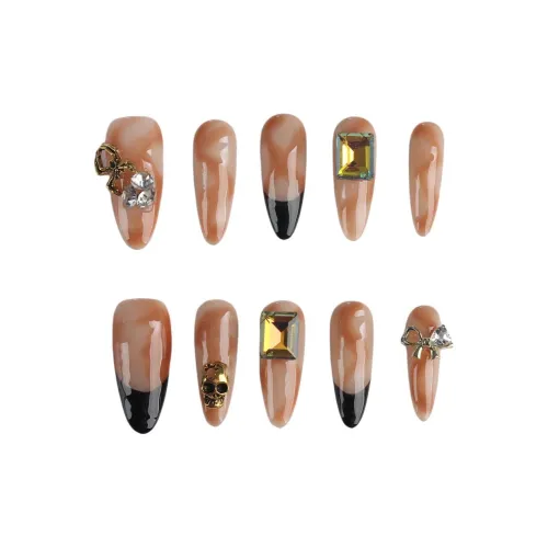 Fanze Французский False Nail Плиты Премиум Feel Стиль Instagram False Nail 30MM Заостренный Тип Позолоченный Размытый