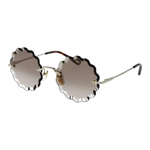 Chloe Металл Круглые Солнцезащитные очки Женские Золотые