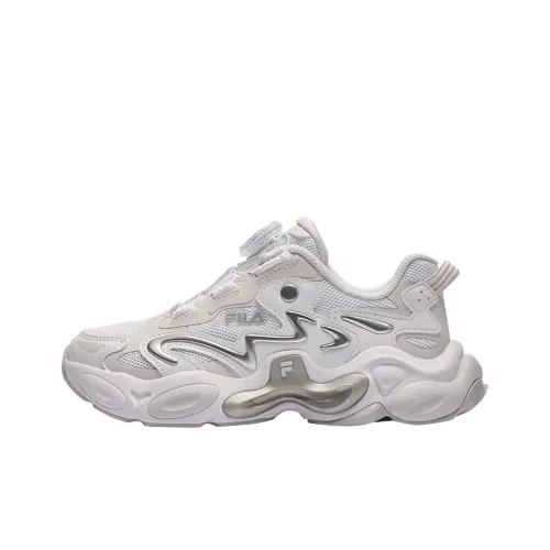 FILA KIDS Амбер Легкий Амортизаторы Низкий Топ Детская Беговая Обувь FILA Белый Дождь Туманно-Серый