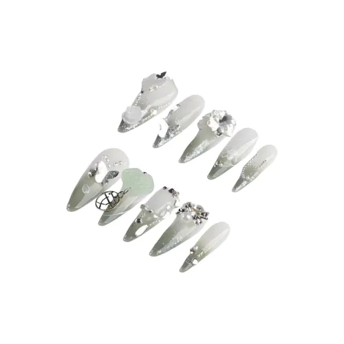 SHANGSHIQIN Кожа Flattering 3D-эффект False Nail Средний LADDER Зеленый Градиентный 25мм