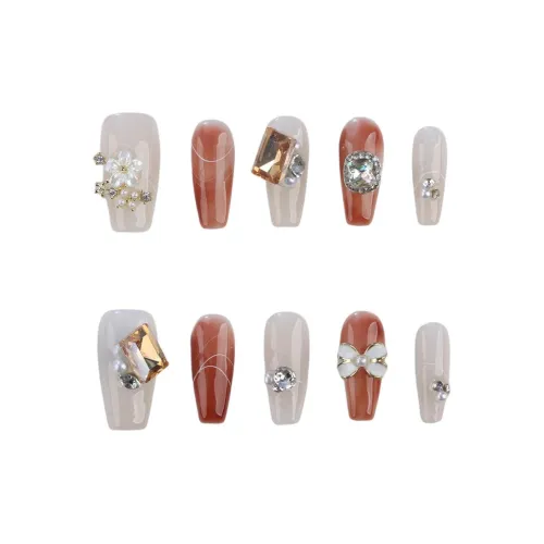 Fanze Стиль Майярд Color Series Бант Камелия Роскошь Тяжелый Дух Ручная Работа False Nail 30MM Длинный Красный Jump Цвет