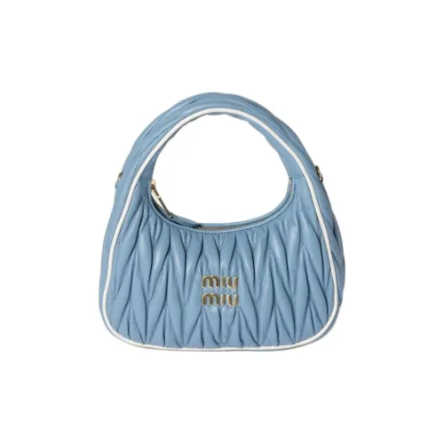 MIU MIU Matelassé Овечья кожа Плечевая сумка Сумка Женская Синяя и Белая