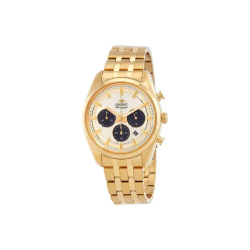 ORIENT Contemporary Collection Солнечный Механизм Нержавеющая сталь Ремешок Часы 40 мм Мужские часы Золотой циферблат