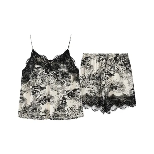 MY BODY Пижамный комплект женский черный белый с принтом