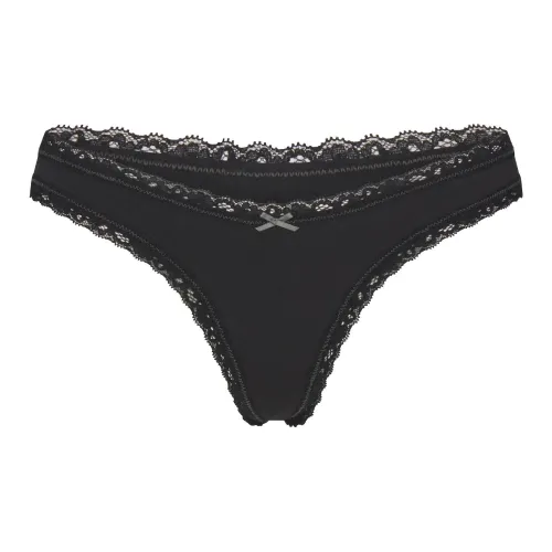 SKIMS SS25 Легкий хлопок Кружево Стринг Трусы Женские 1 упаковка SOOT Дымчатый серый