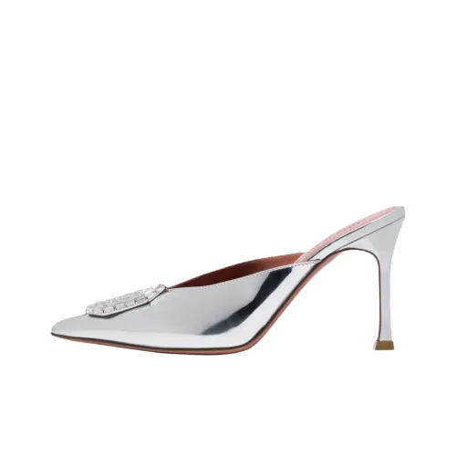 AMINA MUADDI Домашние тапочки 9 см Женские Серебряные