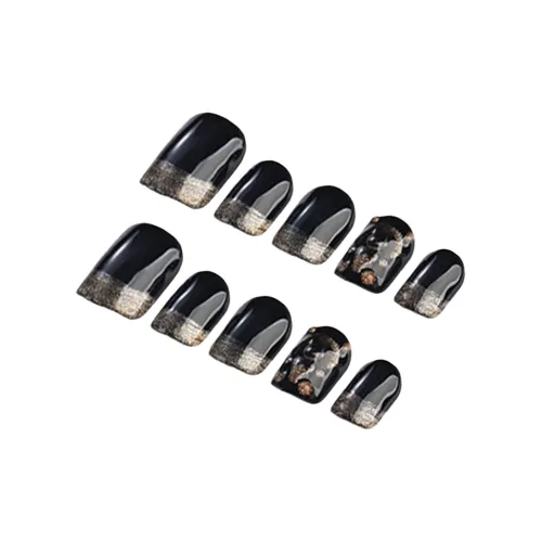 Fanze False Nail Дизайнерский Тедди Новый Темный Горячая девушка Кошачий глаз Осветляющий 20 мм Короткий LADDER Черный Smudge