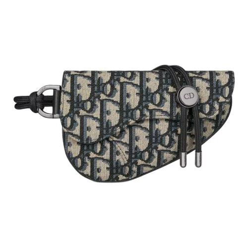 DIOR Седло Хлопок Седло Сумка Чехол для наушников Унисекс Бежевый и Черный