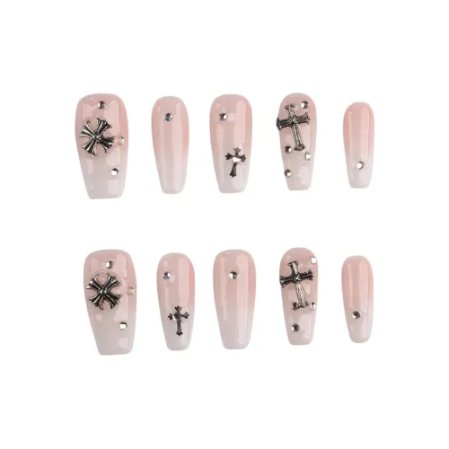 SHANGSHIQIN Элегантность False Nail Премиум Градиентный Мягкий Модный 25mm Средний LADDER Светло-розовый Градиентный