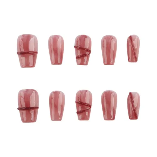 SHANGSHIQIN Soft Brightening Смешанный Премиум False Nail 20mm Короткий LADDER Светло-красный Smudge