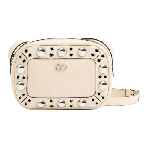 Valentino Рельефная Телячья Кожа Плечевая Сумка Маленькая Женская Светлый Айвори