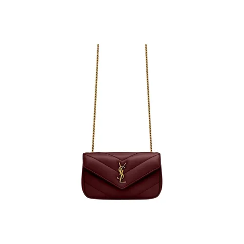 SAINT LAURENT Lambskin Crossbody Bag Shoulder Bag Mini Women's Cabernet Sauvignon Red