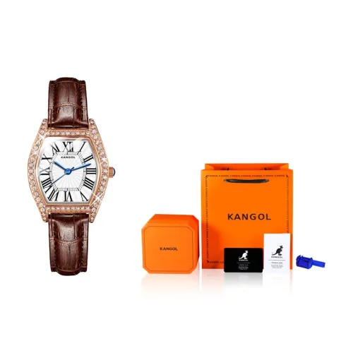 KANGOL Кварцевый механизм кожаный ремешок часы женские белый циферблат
