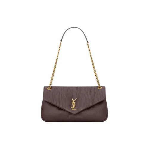 SAINT LAURENT Calypso Овечья кожа Конверт Сумка Плечевая сумка Средний Женский Коричневый