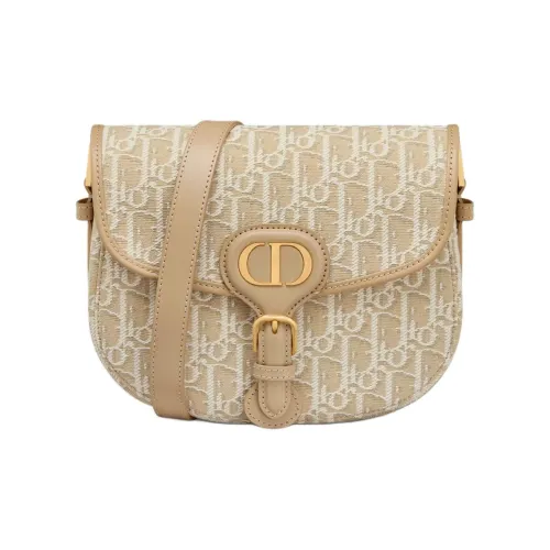 DIOR Bobby Хлопок Полумесяц Сумка Сумка через плечо Сумка на плечо Средняя Женская Бежевая