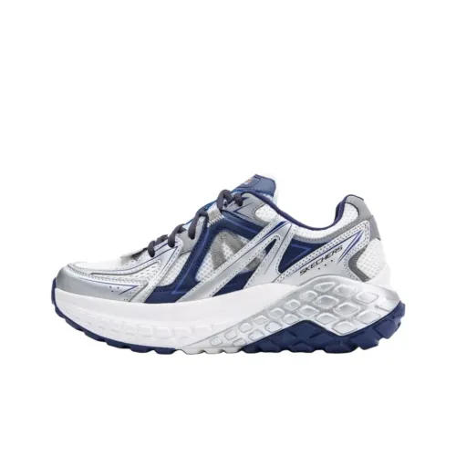 Skechers Monster Износостойкий Дышащий Низкий Топ Повседневная Тренировочная Беговая Обувь Мужская Белый Синий