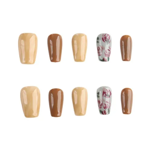 Fanze HAND DRAWN Розовое Сердце False Nail с Съемным Дизайном 25 мм Короткий ЛАДДЕР Желтый IS Jump Цвет