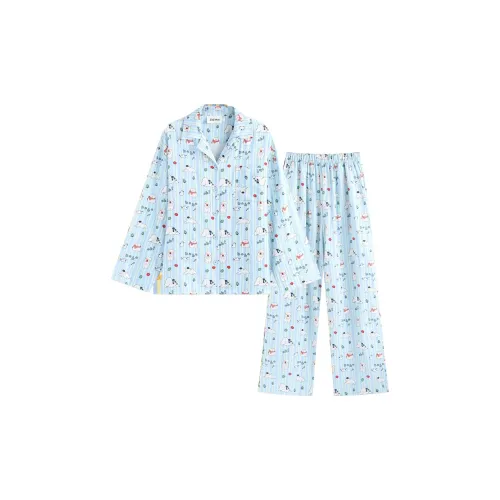 Wabi Town Пижамный комплект Женский Синий Белый