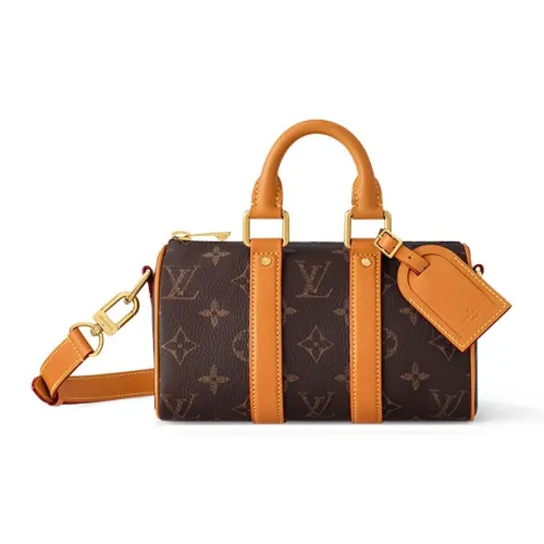 LOUIS VUITTON Keepall Коровья кожа Сумка через плечо Сумка Женская Коричневый Желтый